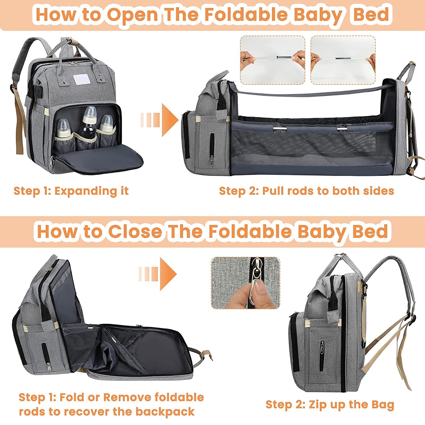 Sac à langer portatif | Berceau de voyage BabyNappy™ - Boutique L'Univers Des Petits